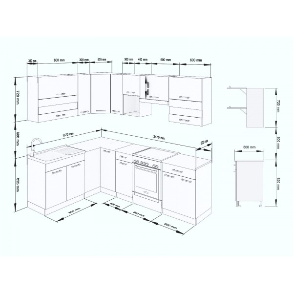 Küchenzeilen ALINA 250x170 WENGE , küche, KCHENZEILE, KCHENBLOCK, WINKELKCHE